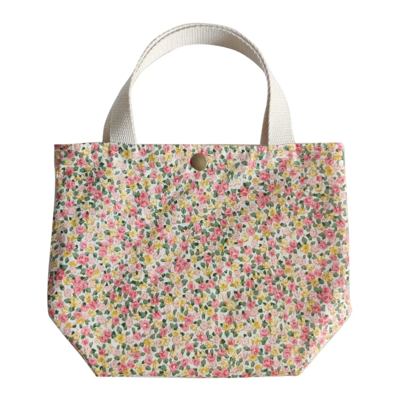 Custom Small Floral Tote Shoulder Mini Cloth Bag Rustic Style Casual Bento Bag Buckle Handbag