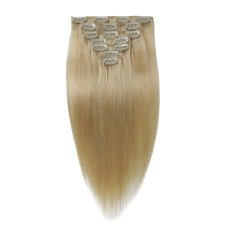 613 Cheap Remy Raw Virgin Natural Cuticle Aligned Seamless Brazilian 100% Human Extensions 22 24 Inch Clip In Hair Extension