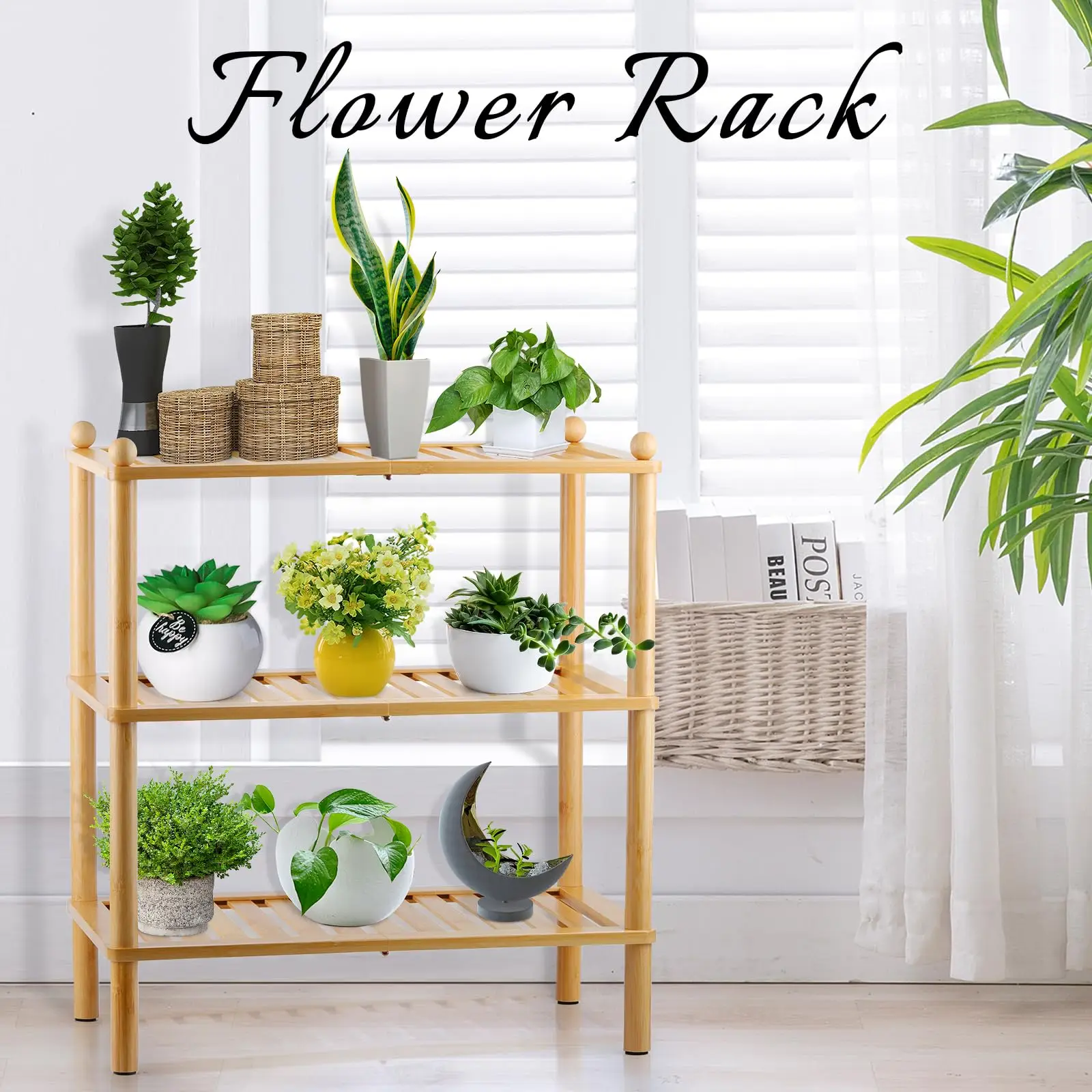 Multifunctional Bamboo Shoe Shelf 3 Tier Stackable Bamboo Plant Stand Shoe Rack Storage Organizer