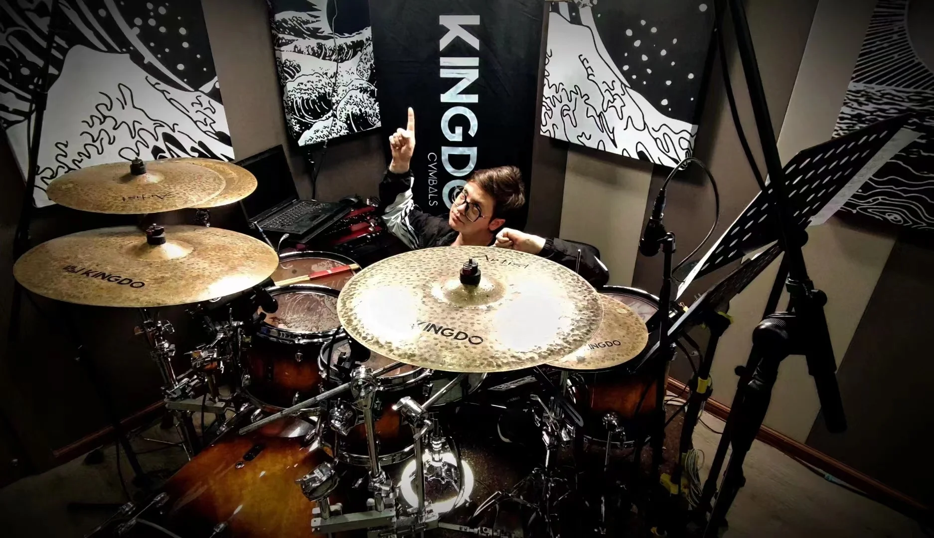 KINGDO Factory Price B20 Traditional Cymbals 4 pcs Set 14'HH+16' Crash+20' Ride+cymbal bag for professional use