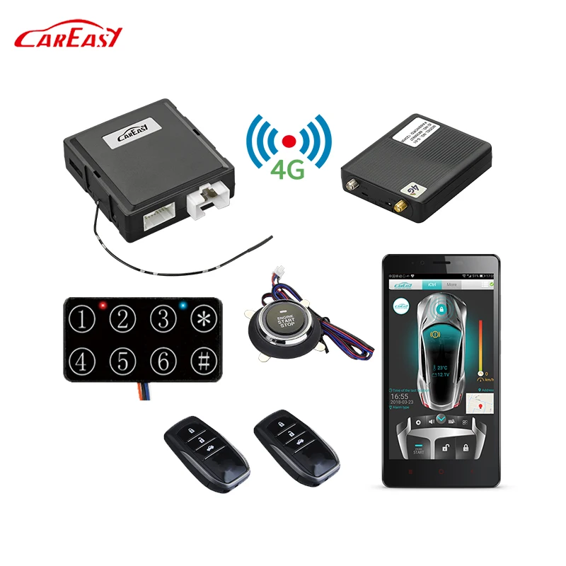  CarEasy 4G GPS/GSM Автомобильная сигнализация PKE бесключевая кнопка запуска двигателя система остановки с дистанционным