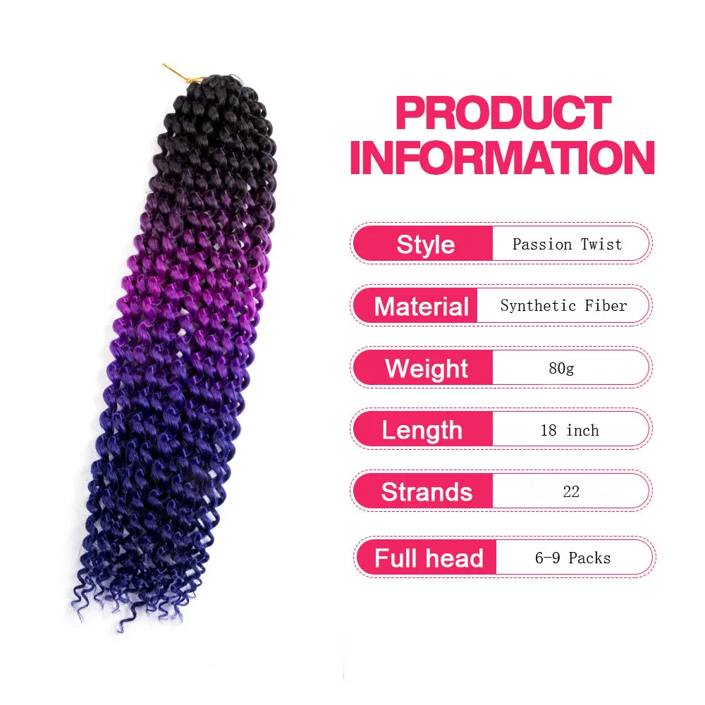 Pre-twisted Passion Twist Braiding Hair Crochet Hair Braid Passion Twist Hair Afro Curls Kinky Passion Twist 18 Inch