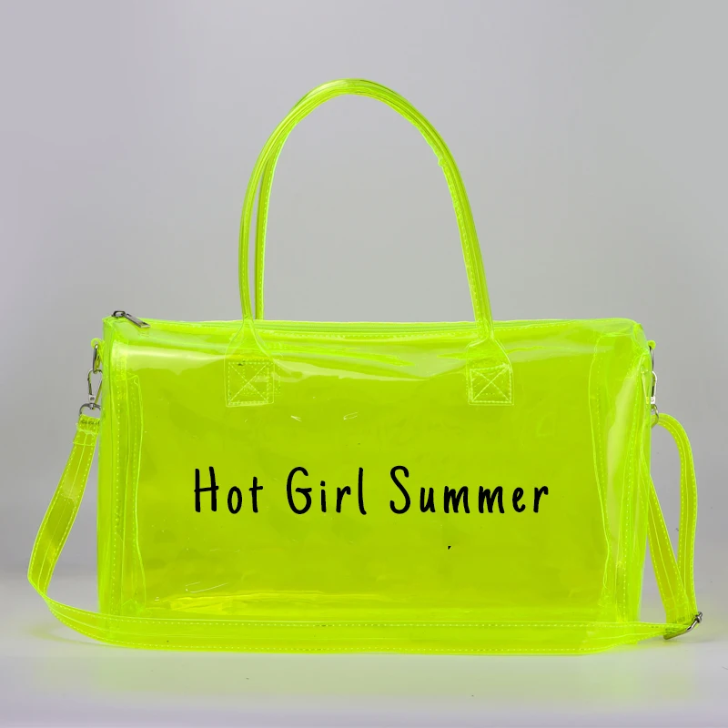 Custom Bag Logo Wholesale Clear Overnight Bag Spend The Night Duffel Bags PVC Duffle Handbag Sac Au Dos