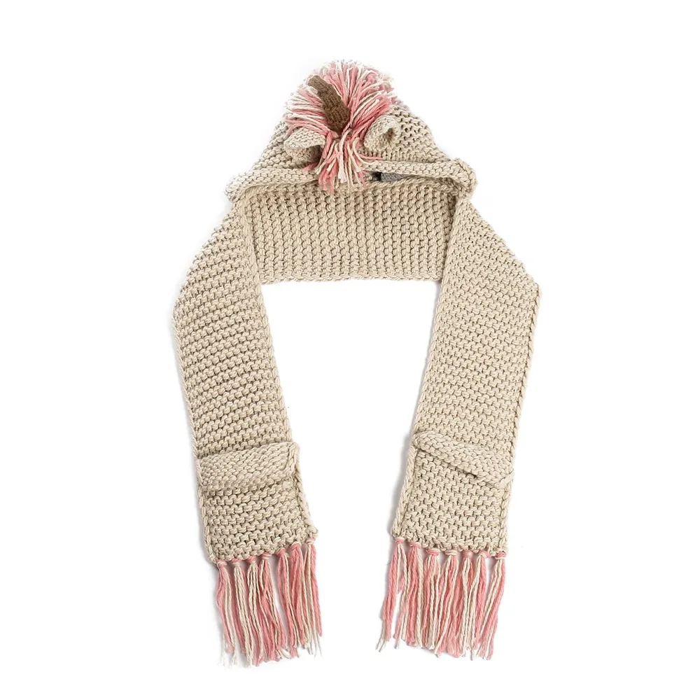 2023 New Wholesale Kids Autumn Winter Unicorn Hats Knitted Earflap Hood Scarves Animal Ear Cap Beanies
