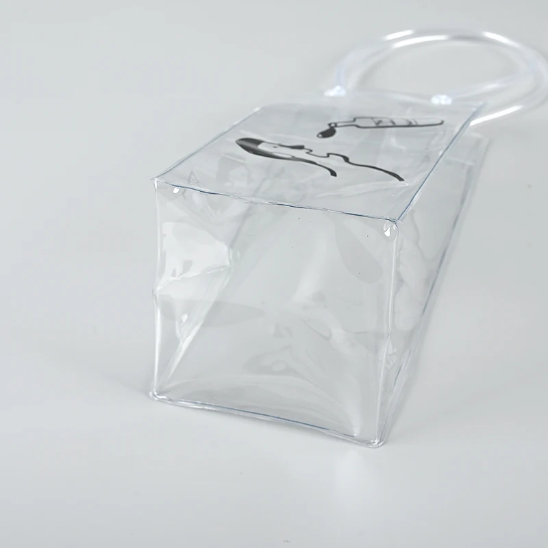 wine bottle ice bag custom Wine Bag Clear Transparent PVC Ice chill waterproof tube handles Bag