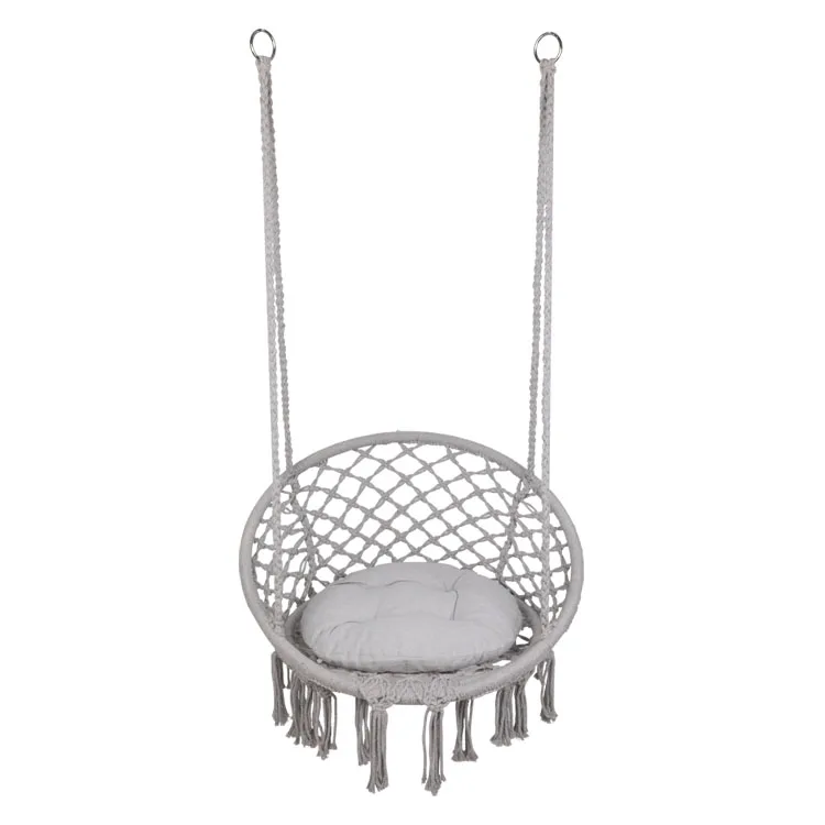 Iron pipe Round Rope Hammock Hanging Chair children Macrame Swing Hanging Black White Hammock For garden porch Chair