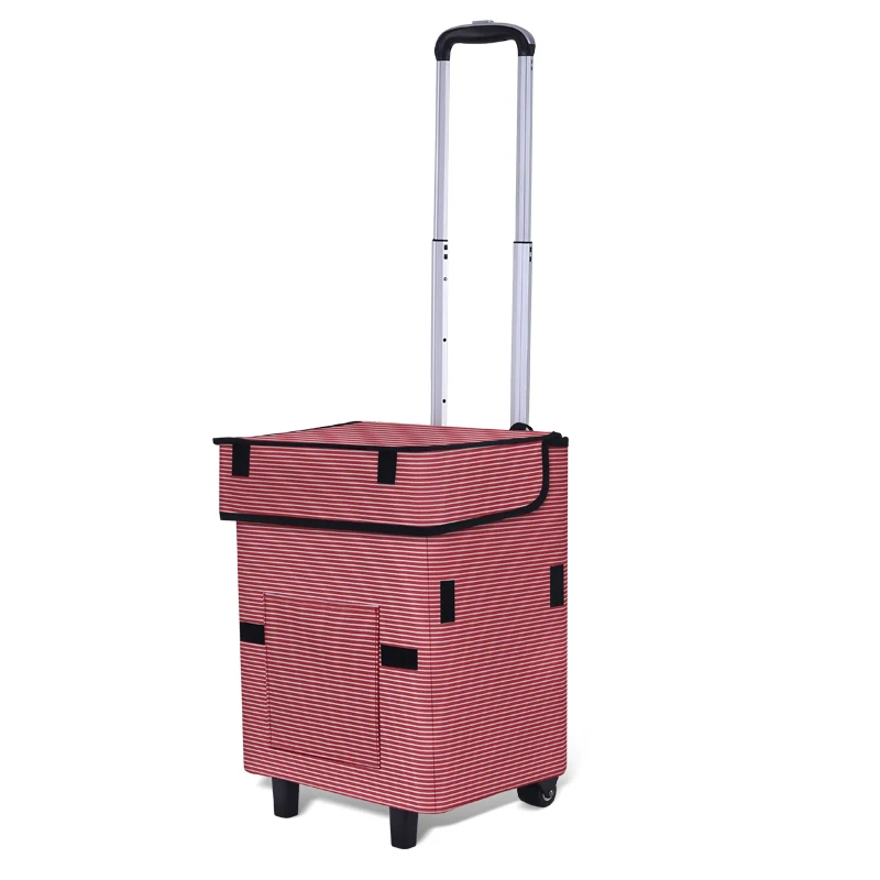 Multipurpose Lightweight Shopping Cart Trolley Bags Aluminum Folding Hand Trolley Cart With 4 Wheels