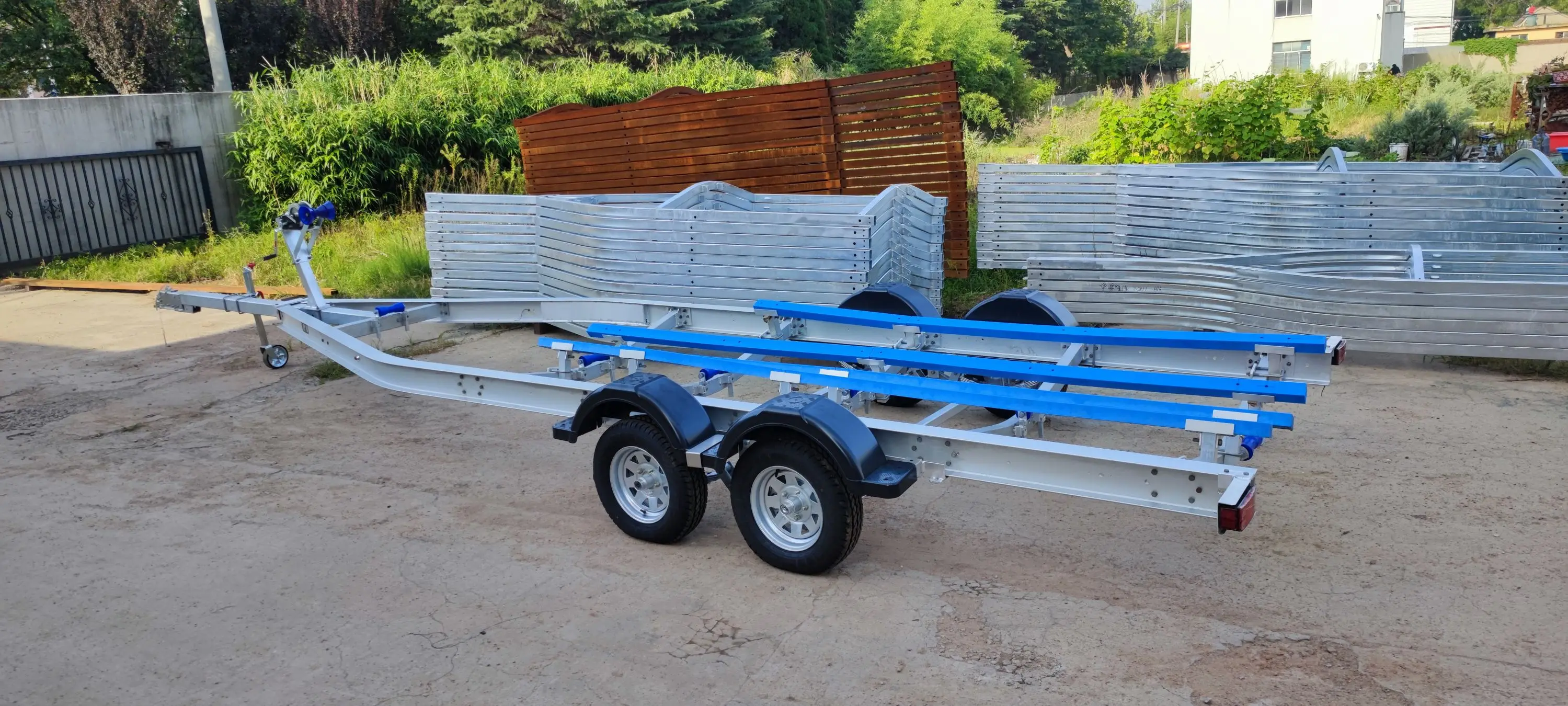27ft  tandem axle poly bunks torsion axles aluminum boat trailer