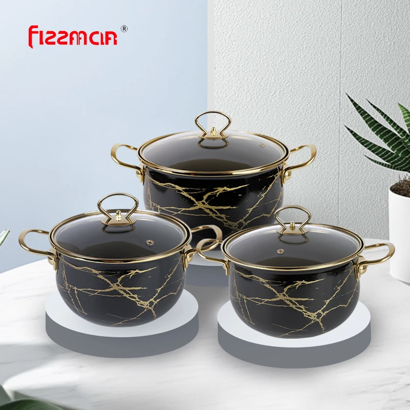 ELZZAACLR Enameled cooking pot 3.0L/4.0L/5.0L kitchen utensils milk cookware cast set cooking ware enamel coating pots