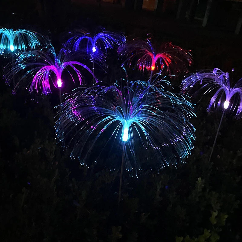 Solar Outdoor Garden Colourful Firework Lights Firework Starburst Led Fiber Optic Jellyfish Solar Lawn Lights