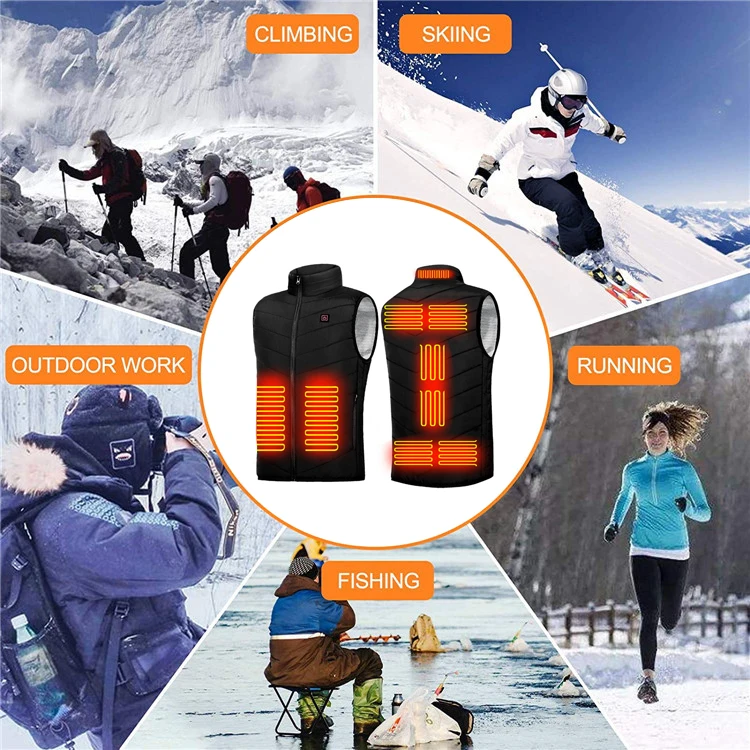 In Stock 9 Heating Zones Heated Vest Winter Outdoor Control Temperature Usb Charging Waistcoat Warming Heated Clothes Vest