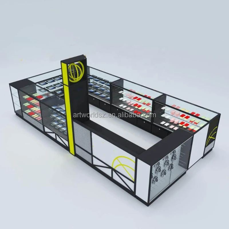 Artworld Displays Cellular Cell Phone Accessory Retail Kiosks Design W/ Phone Fix Counters Combined