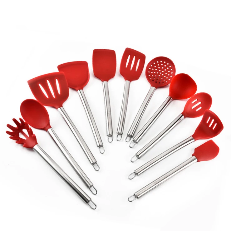 Newly sold silica gel kitchenware 8-piece set of silica gel scraper, food holder, cooking spoon and kitchen kitchenware set