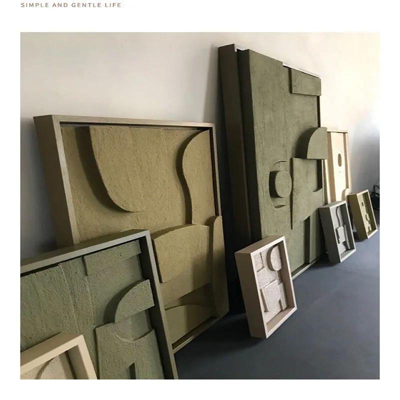 Wooden Craft  Solid Wood Decorative Hanging Picture Sandstone Texture Carving Hanging Picture