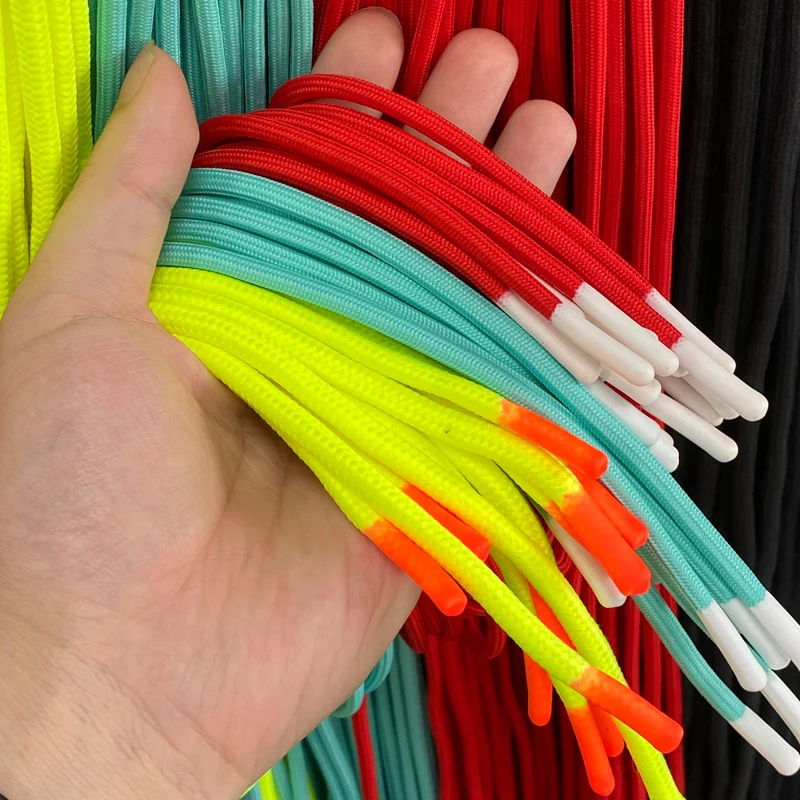 Wholesale 6mm Nylon Drawcords Shoelaces Custom Logo Silicone Dipping Tips for Macrame Bags Hoodie Drawstring Pants Rope Garments