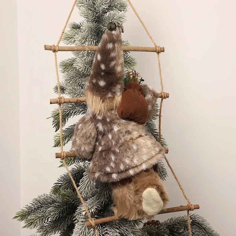 Забавная Рождественская игрушечная лестница Санта-Клаус для скалолазания украшения елки коричневый плюшевый подъем с веревочной лестницей