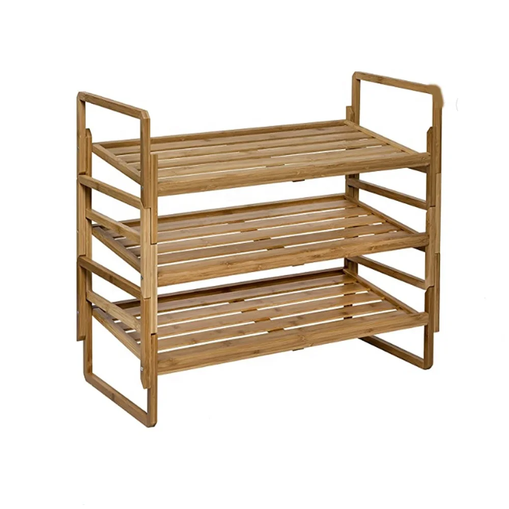 Stackable 3 Tier Living Room Shoe Rack Multipurpose Free Standing Shoe Organizer