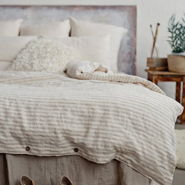 Winkle Free Linen Bedding 100% French Flax Linen Sheet Sets Queen Size