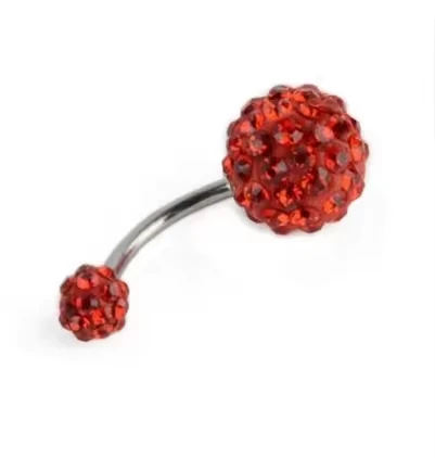 Wholesale Body Piercing Jewelry Bling Czech Crystal Navel Ring Classic Stainless Steel Belly Button Ring