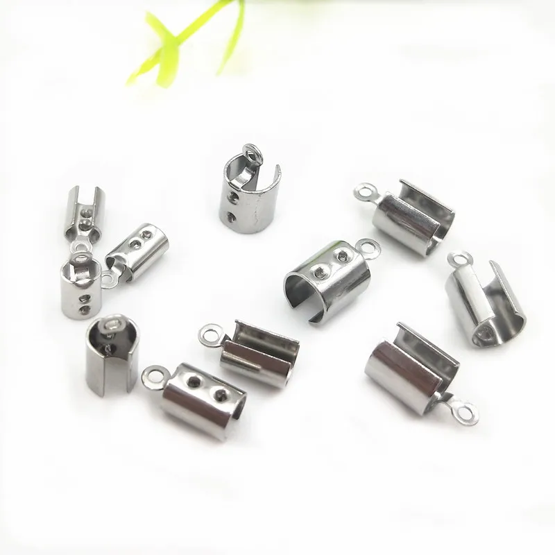 Round Stainless Steel Connector End Clip Clasp Cord End Caps For Jewelry Leather Rope