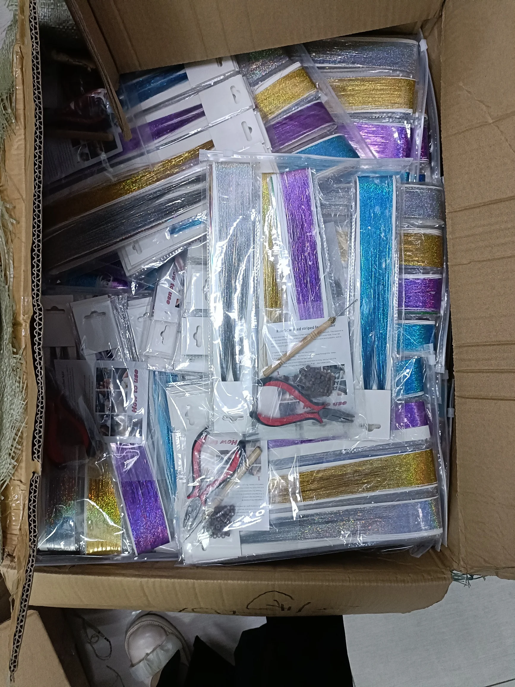 Full Shine Fashion Hair Extensions 150 Strands Braided Hair Tinsel Hair Extensions For Women