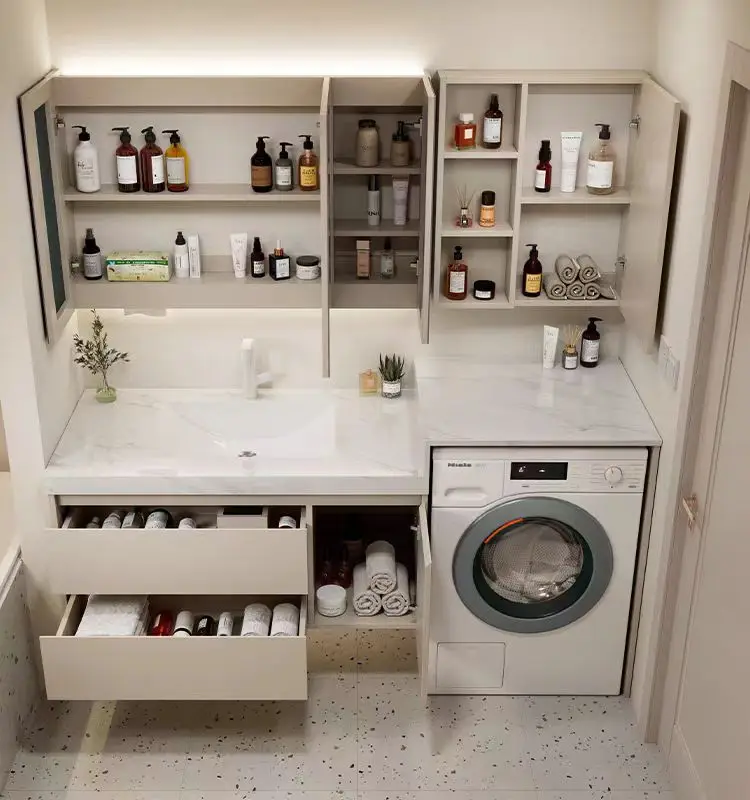 Waterproof bathroom washbasin balcony drum washing machine integrated cabinet laundry sink furniture sets