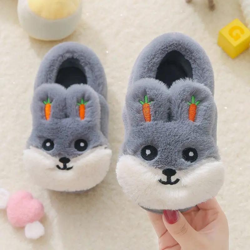 Home Slippers Cute Cartoon Rabit Fur Unisex Girls Boys Slipper 1-10 Years