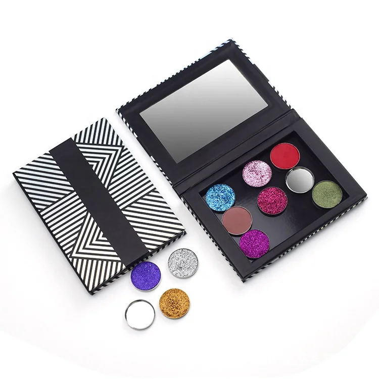 DIY Empty Magnetic Custom Eyeshadow Palette with Mirror Laser Cardboard Eyeshadow Palette Private Label Eyeshadow Case