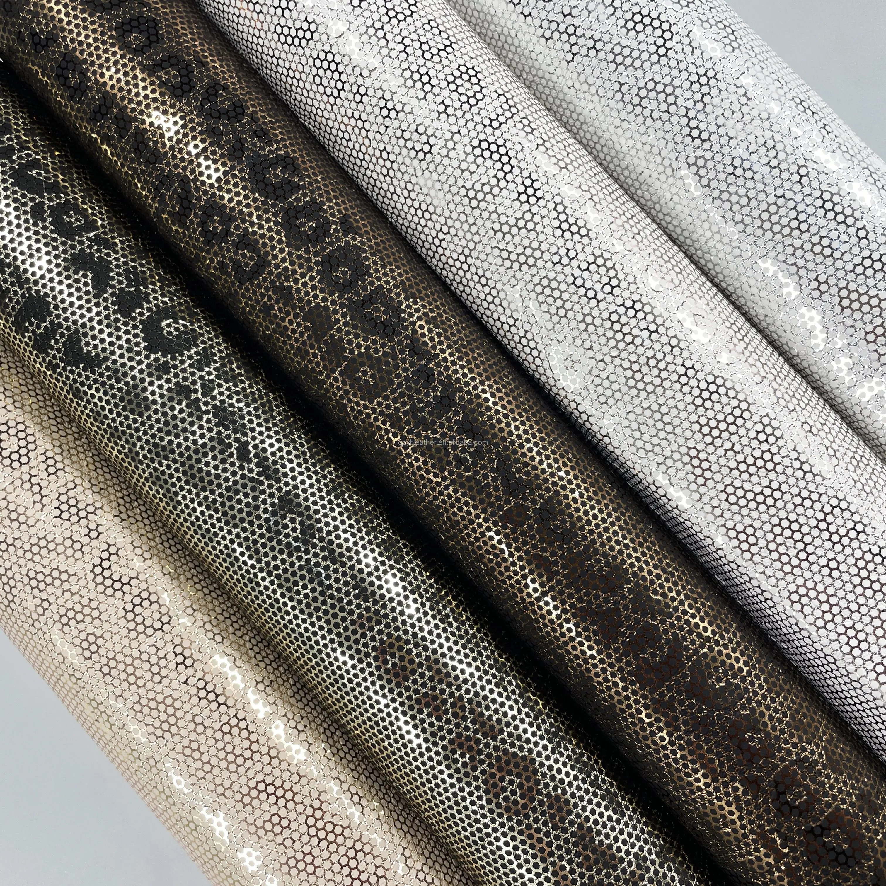 FA-1257 Frosted PU Leather Leopard Embossed Hot Stamping Waterproof Shoe & Bag Making Material for Car Use PVC Compliant