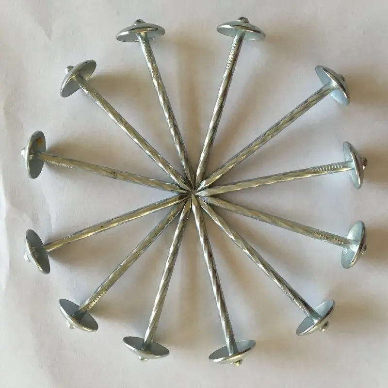 Electro Galvanized Umbrella Head Zinc Coil Felt Roofing Nail With Washer