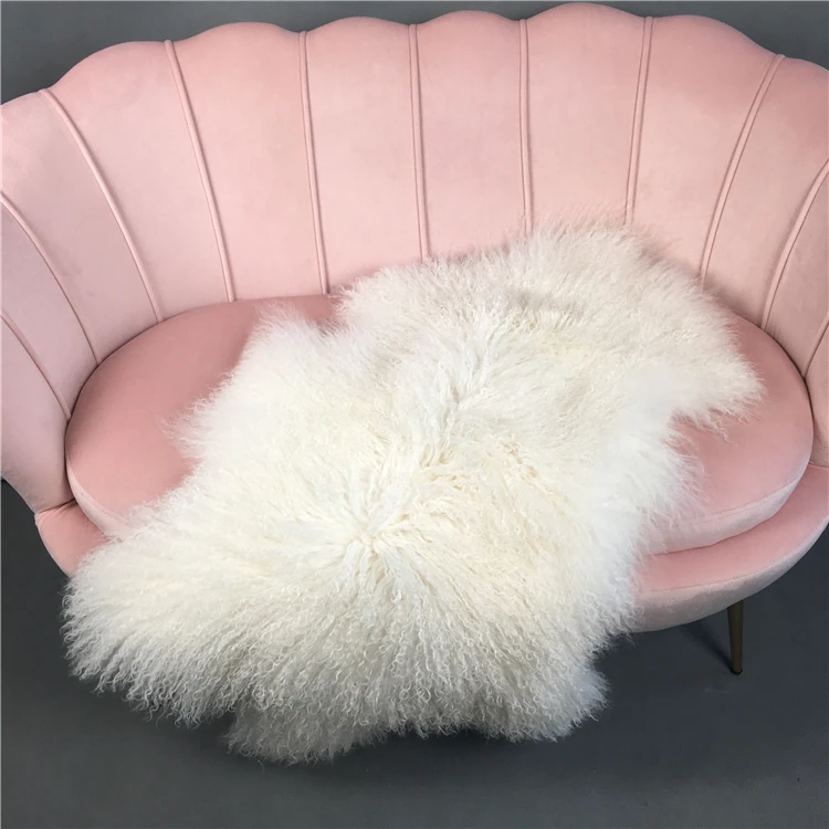 Lamb 120x60cm Yellow Sheepskin Rug Tibetan Mongolian Fur Blanket