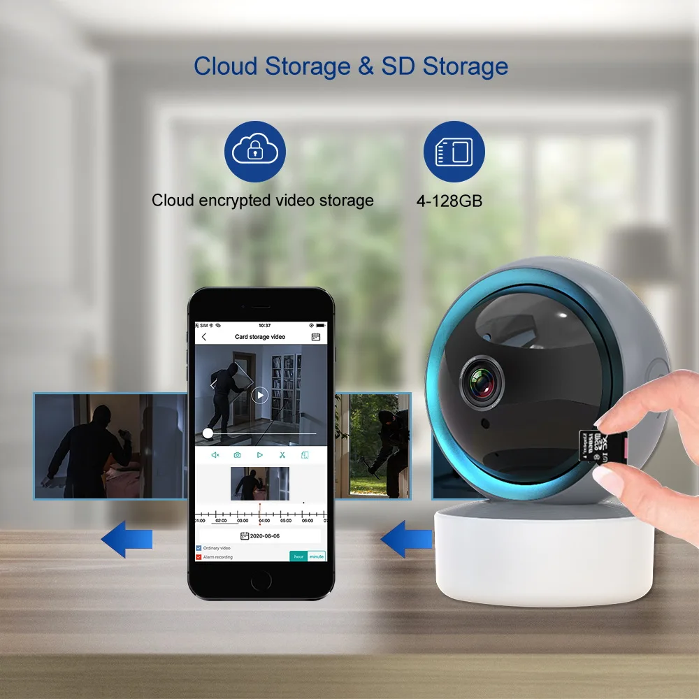 Умная беспроводная Wi-Fi Сетевая камера для домашней безопасности с автоматическим отслеживанием Tuya Smart 360