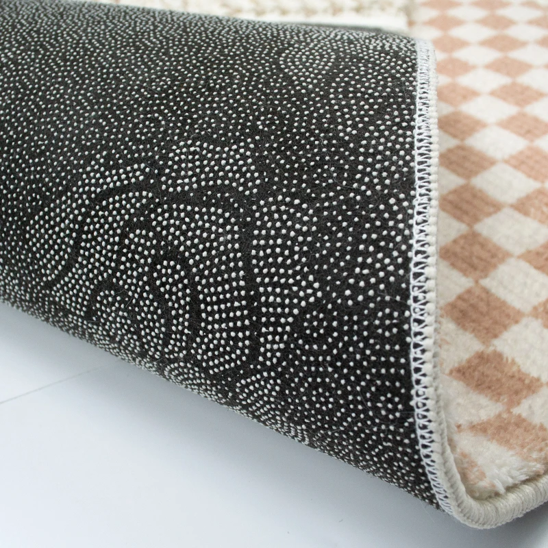 Buffalo Plaid Rug Beige and Cream Checkered Area Rugs Farmhouse Hand-Woven Runner Buffalo Rugs for Bedroom Living Room