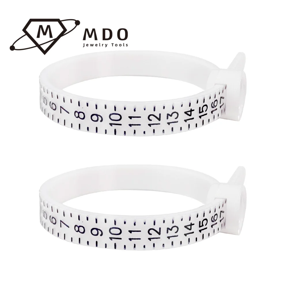 High Quality Economical Durable Using Jewelry Ring Measuring Tools White Finger Gauge Ruler Plastic Ring Sizer with Magnifier