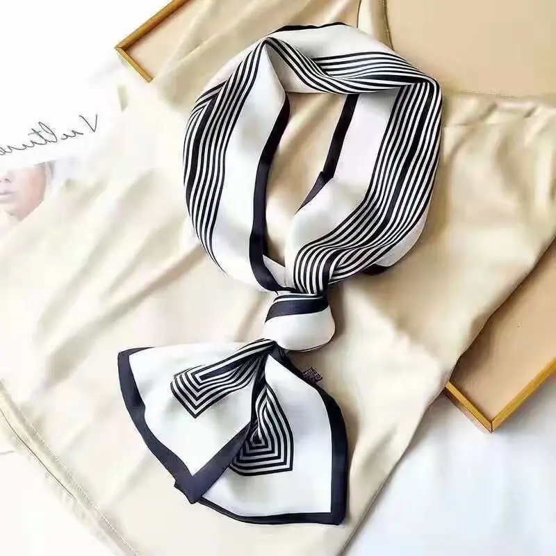 Hot Selling Fashion Women Long Scarf Ribbon Versatile Colorful Printed Floral Ties Scarves Girls Hairbands