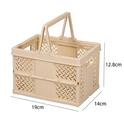 2023 wholesale New arrival Desktop Folding Storage Basket Creative family Picnic Plastic Collapsible Storage Crates with Handles