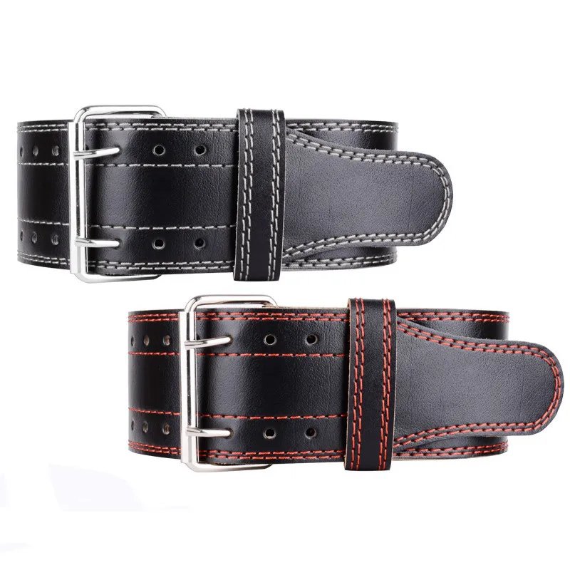 New Design Bodybuilding Leather Belt Weightlifting double pin Buckle Power Lifting Belt For Mens Customized