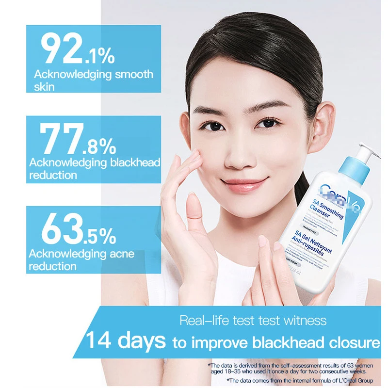 Cerave SA Smoothing Cleanser For Dry Rough Bumpy Skin Gently Cleases Exfoliating Oil Control Salicylic Acid Face Skin Care