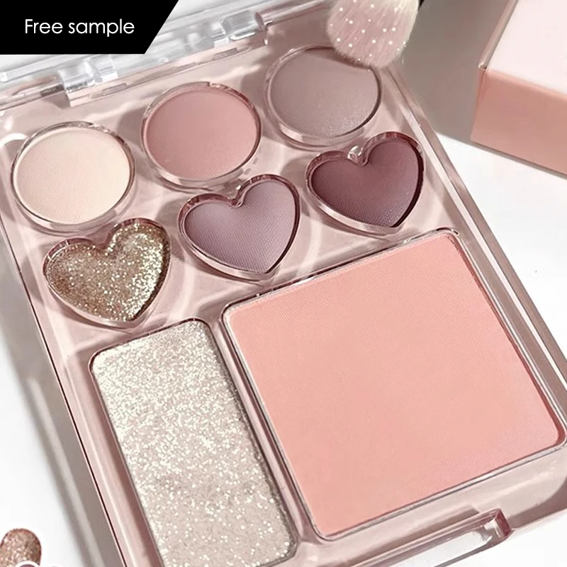 CC30614 wholesale Love Eyeshadow Palette Blush highligther  All-in-one Palette Caramel Pink Brown Earth Color Affordable Women