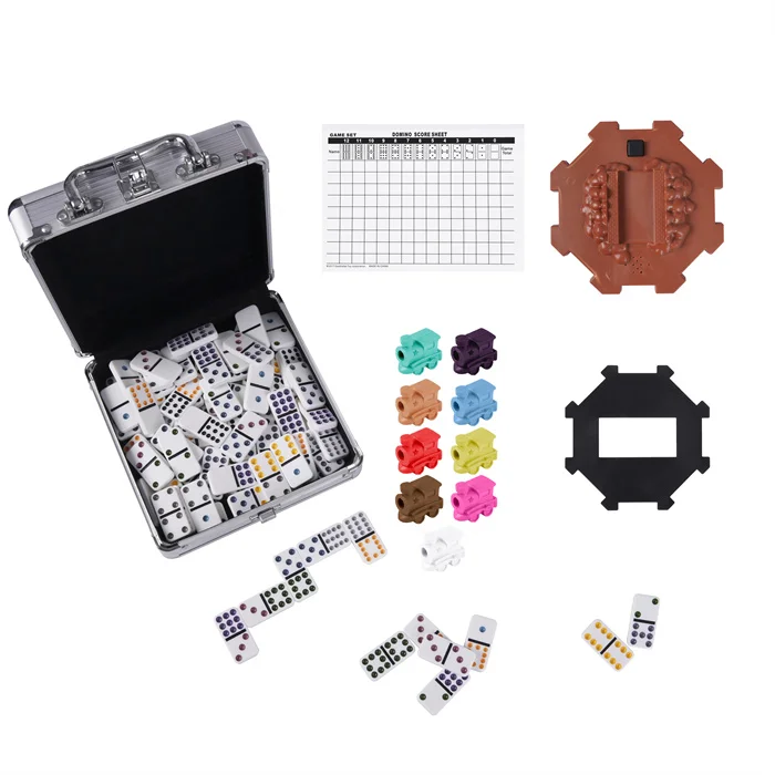 Classic Dominoes Game Mexican Train Dominoes in Aluminum Box