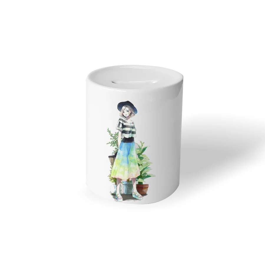 Topjlh Sublimation Blank White Ceramic Cans Shape Money Saver Piggy Bank White Ceramic Coin Bank 11oz