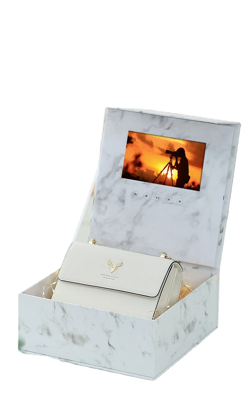 China wholesale 7 inch lcd screen video gift box paper material for flower packaging