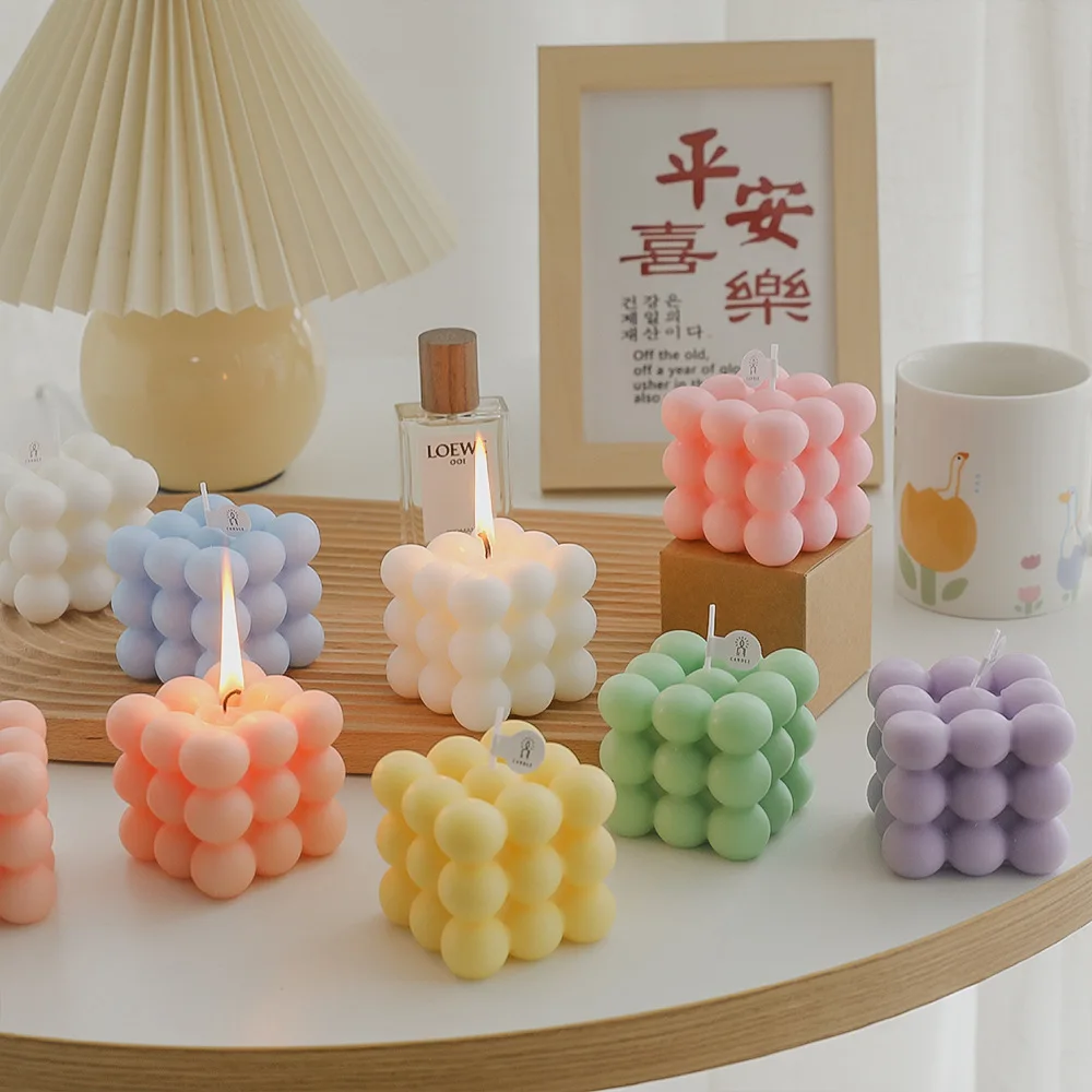 Manufacturer Bubble Cube Home Decor Round Magic 3D Cube Stock Aromatherapy Soy Wax Fragrance Scented Candles