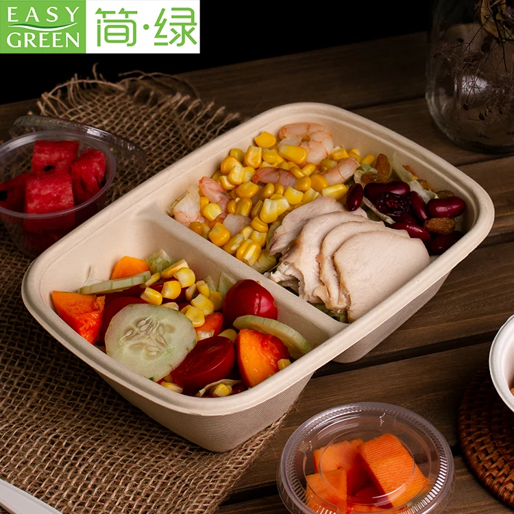 Easy Green Eco Friendly Disposable Biodegradable Bagasse Plate Tray Bowl Cup Lunch Box Set