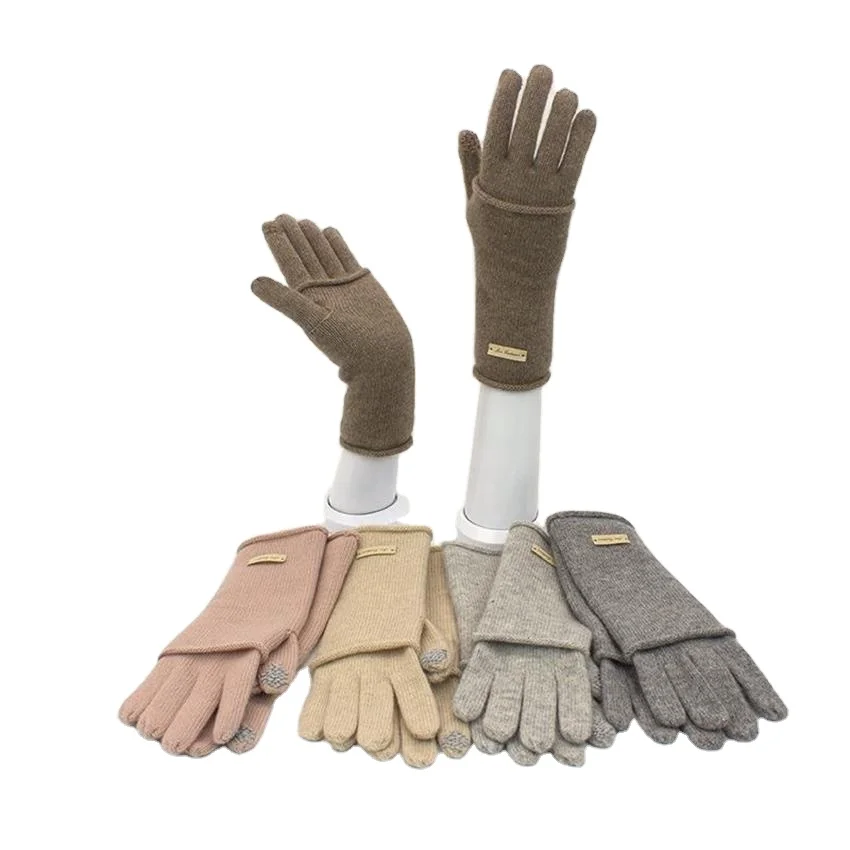 touch screen winter 100% pure cashmere gloves custom fingerless knitted fashion women thermal cashmere gloves mittens