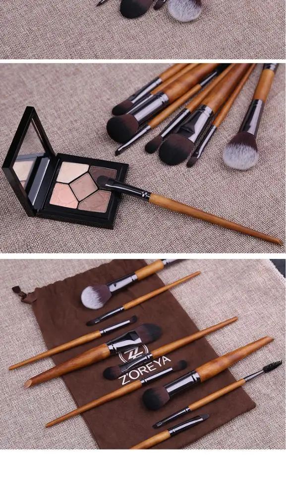 Walnut-like Beginner Portable Artificial Fiber Makeup Brush Set