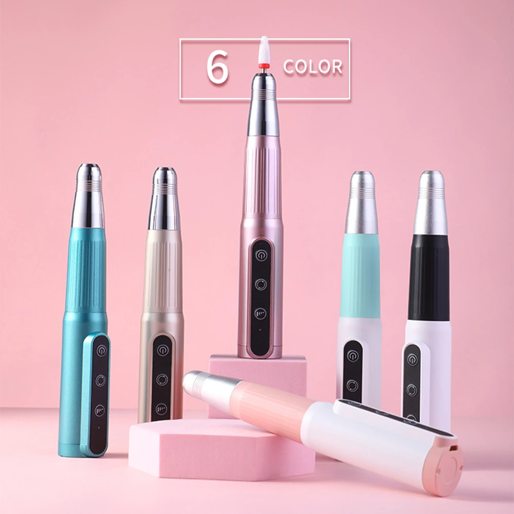 New Arrival Wireless USB Rechargeable  Nail Drill 30000 RPM Ceramic Nail Drill Bit Machine Pen Mini Portable Nail Drill