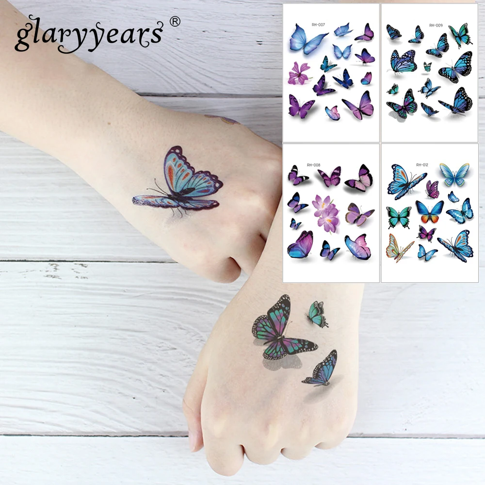 RH-001~RH-24 New waterproof disposable 3d tattoo stickers Original makeup butterfly tattoo stickers Fashion tattoo stickers