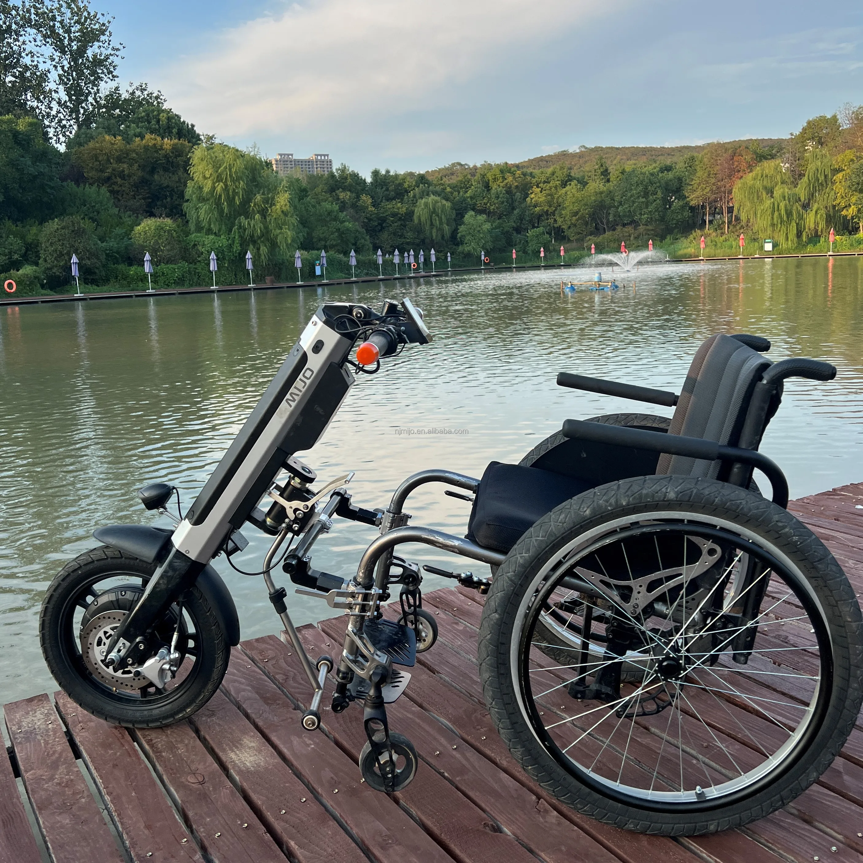 Folding Wheelchair Attachment Electric Wheelchair Tractor Disability Wheelchair Drive Kits Mijo MT06 Lightweight Handbike