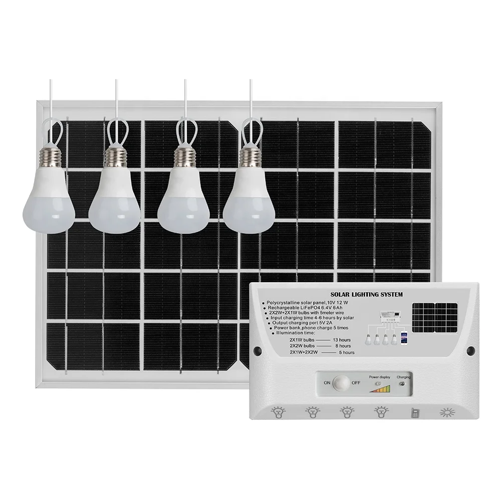 
Green Energy Smart outdoor And Indoor Waterproof 4 Bulbs Mini Solar Panel Home Solar Power Auto Lighting System 